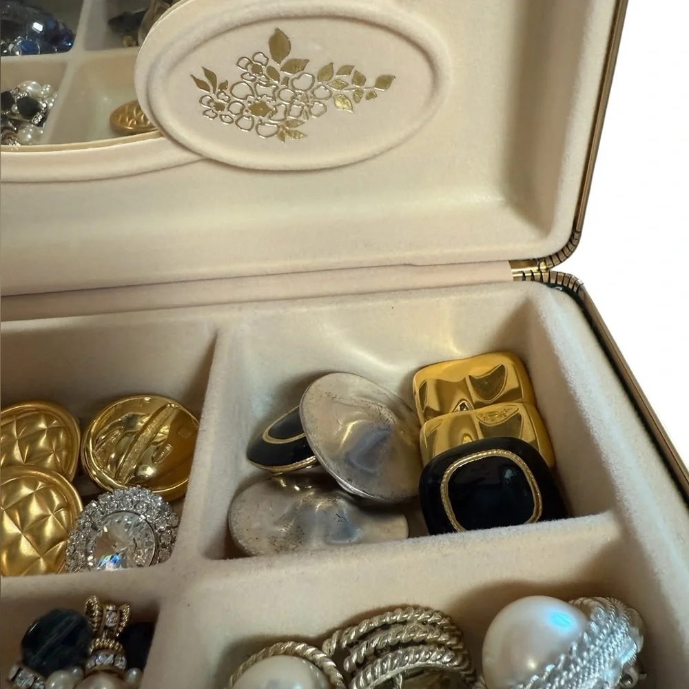 Joewelry Box Green/Gold Organizer with Mirror
